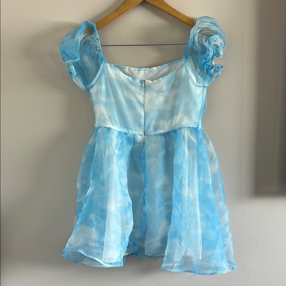 Charming Blue Puff Sleeve Dress – Size Medium, Elegant & Flattering - Picture 3 of 4